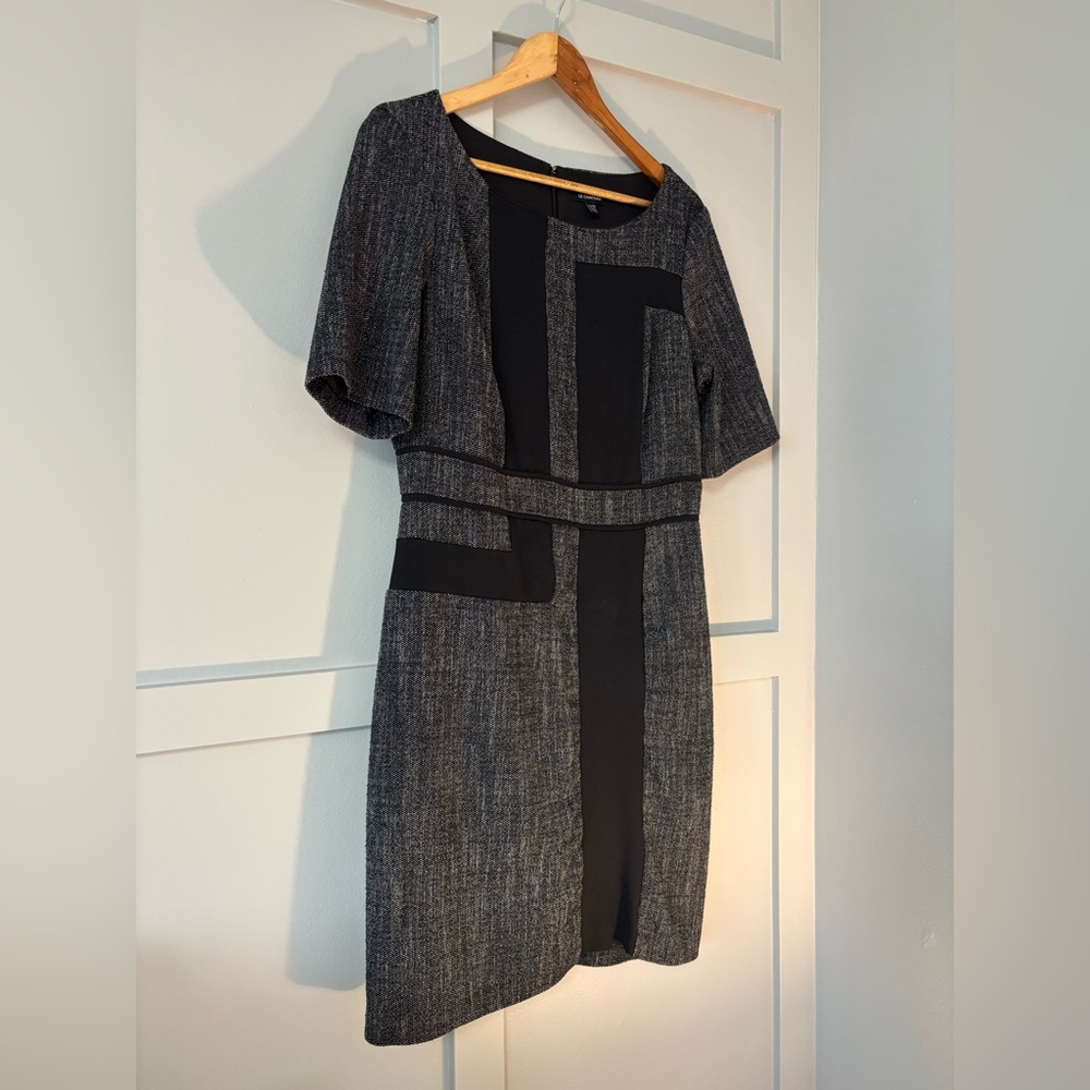 Tweed 3/4 Sleeve Sheath Midi Dress With Stretch - Picture 4 of 6